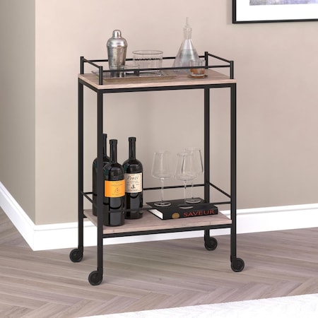 Henn & Hart Barnes Bar Cart, Gray Wash BC1334